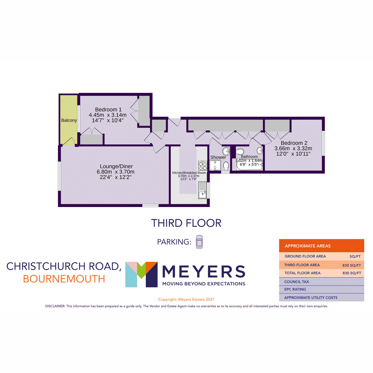Flat Flat 27, 68, Christchurch Road, Bournemouth floorplan