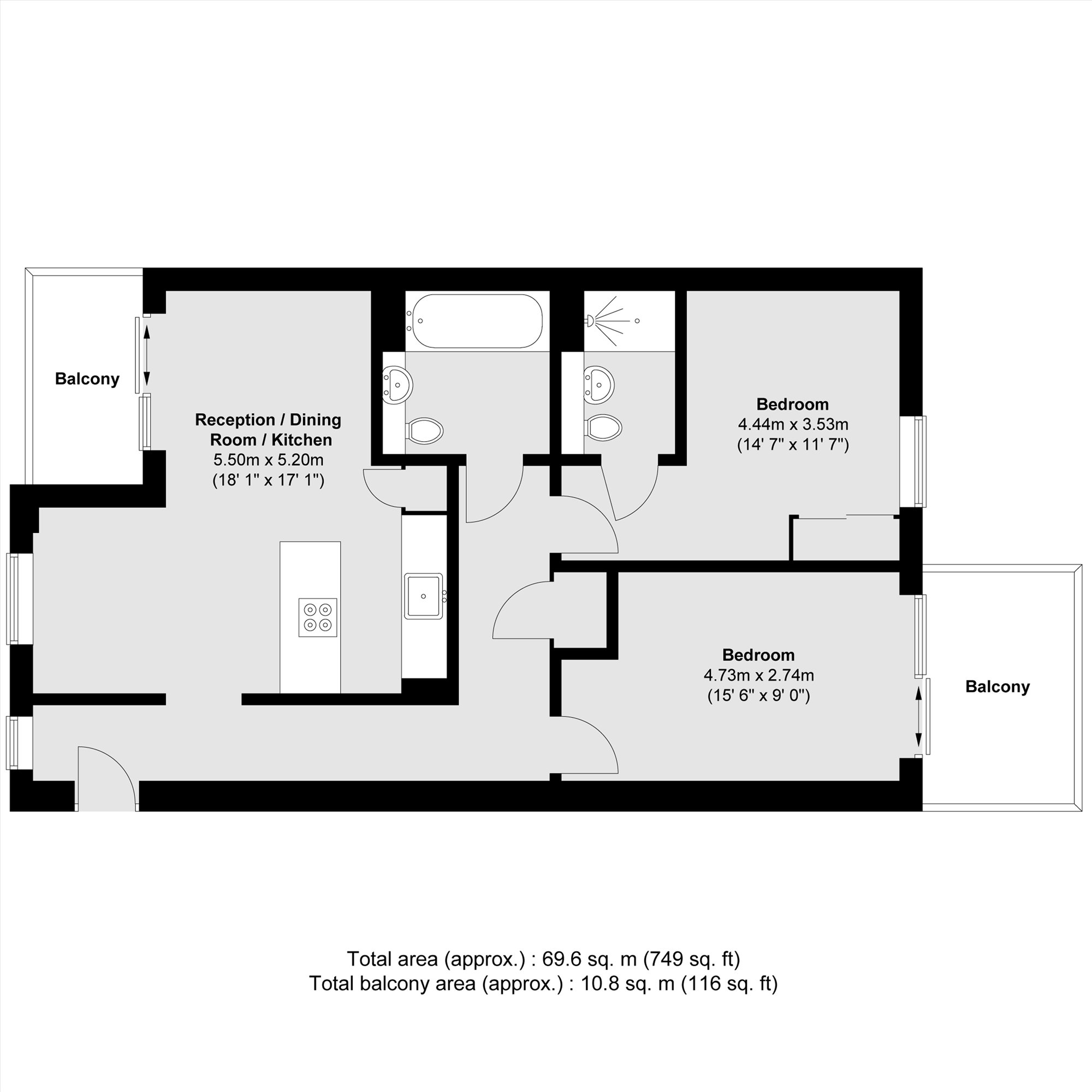 Flat 6, Fielder Apartments, 1, Heath Place, London floorplan