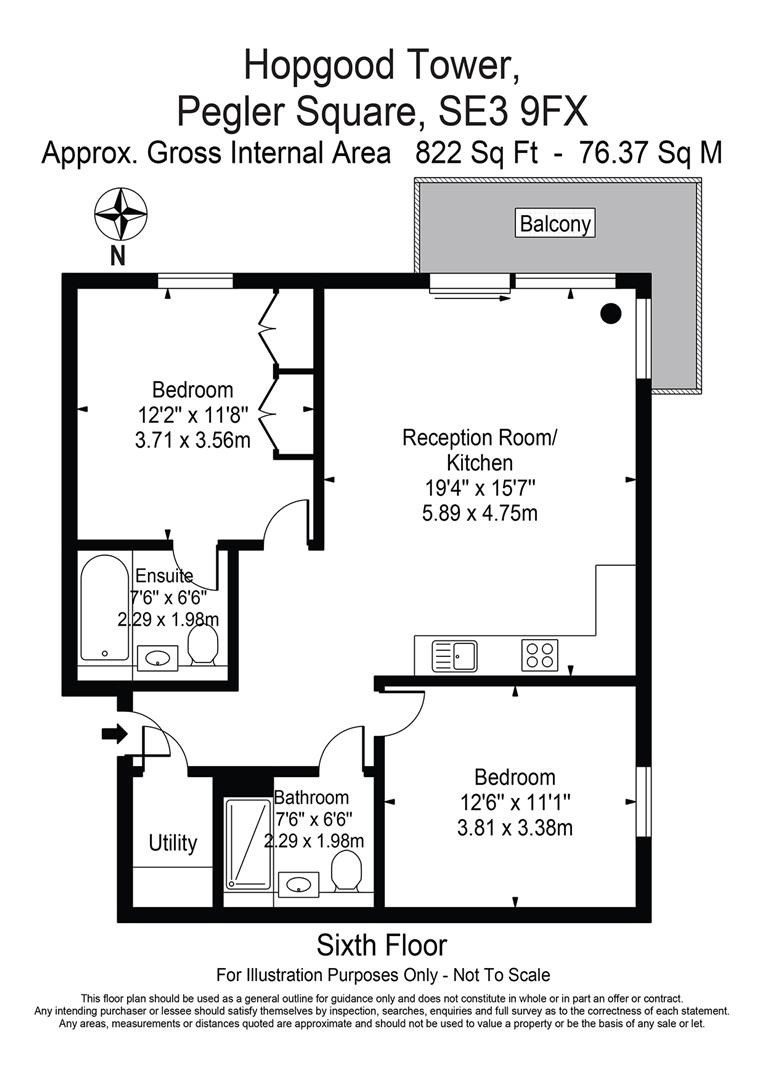 Flat 603, 15, Hopgood Tower, Pegler Square, London floorplan