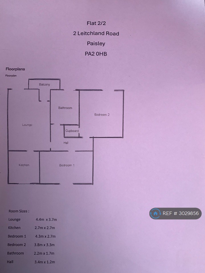 Flat, Leitchland Road, Paisley floorplan