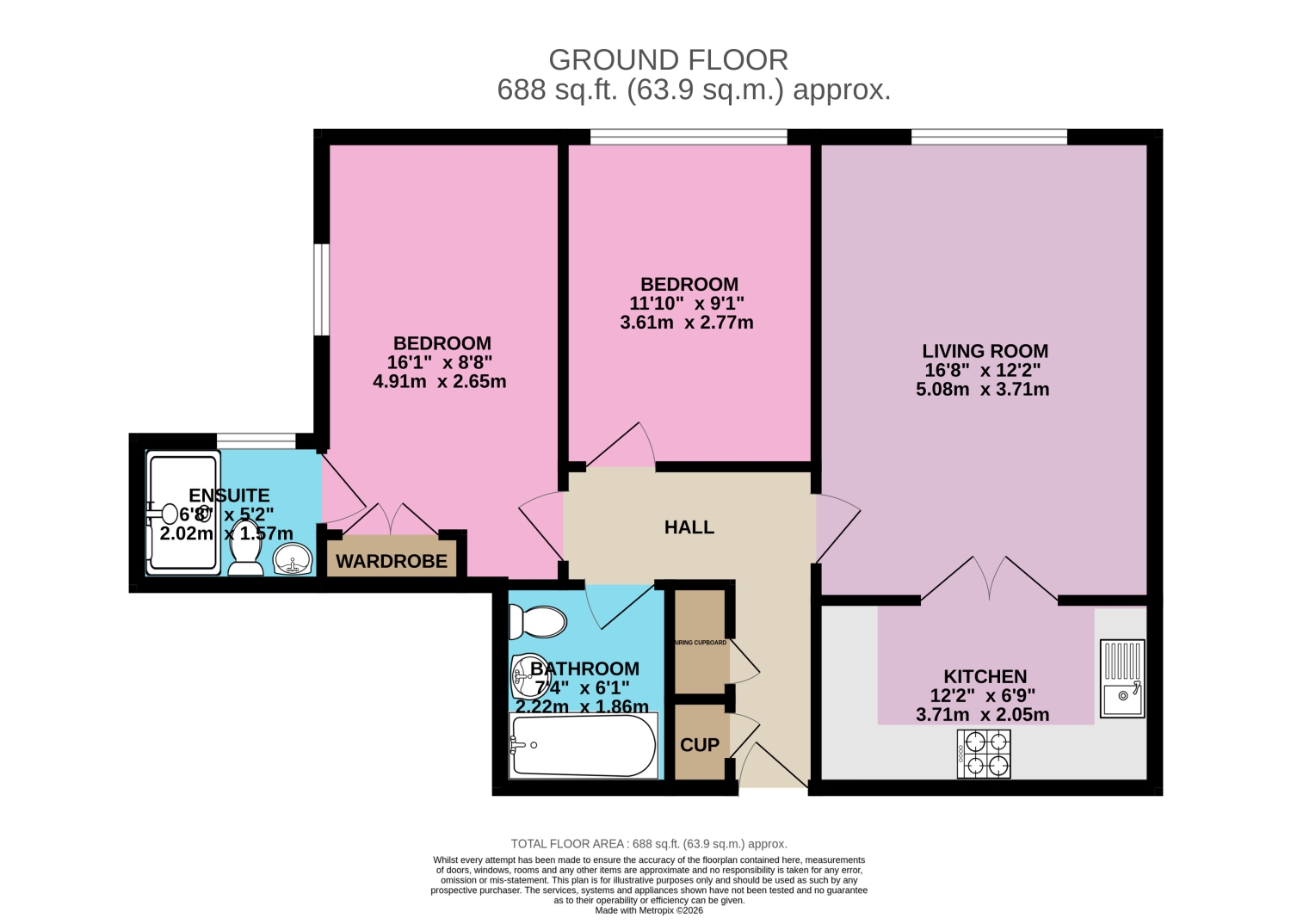 Flat 3, Victoria House, Epsom Road, Leatherhead floorplan