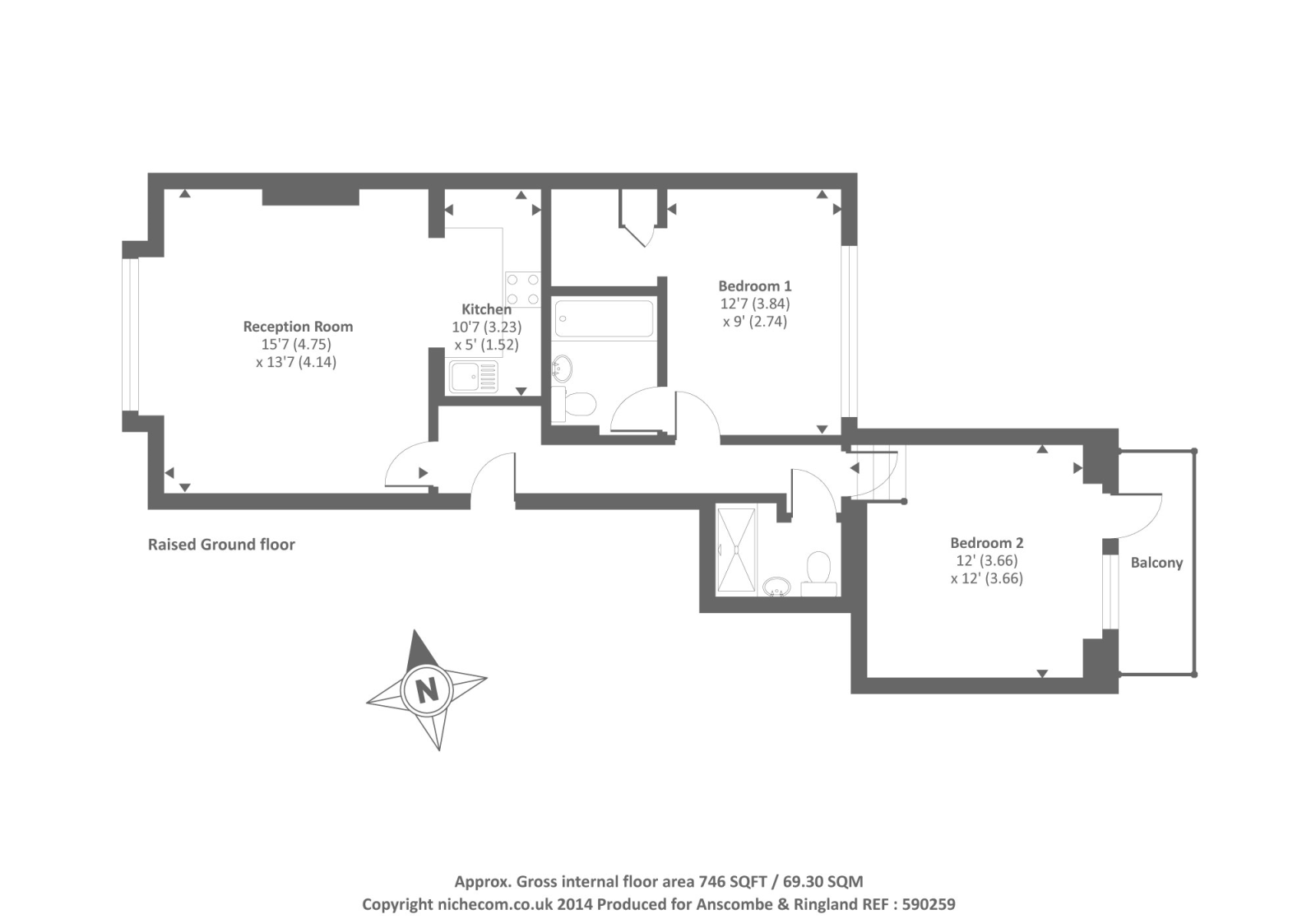 2 Bedrooms Flat to rent in Fitzjohns Avenue, Hampstead NW3,