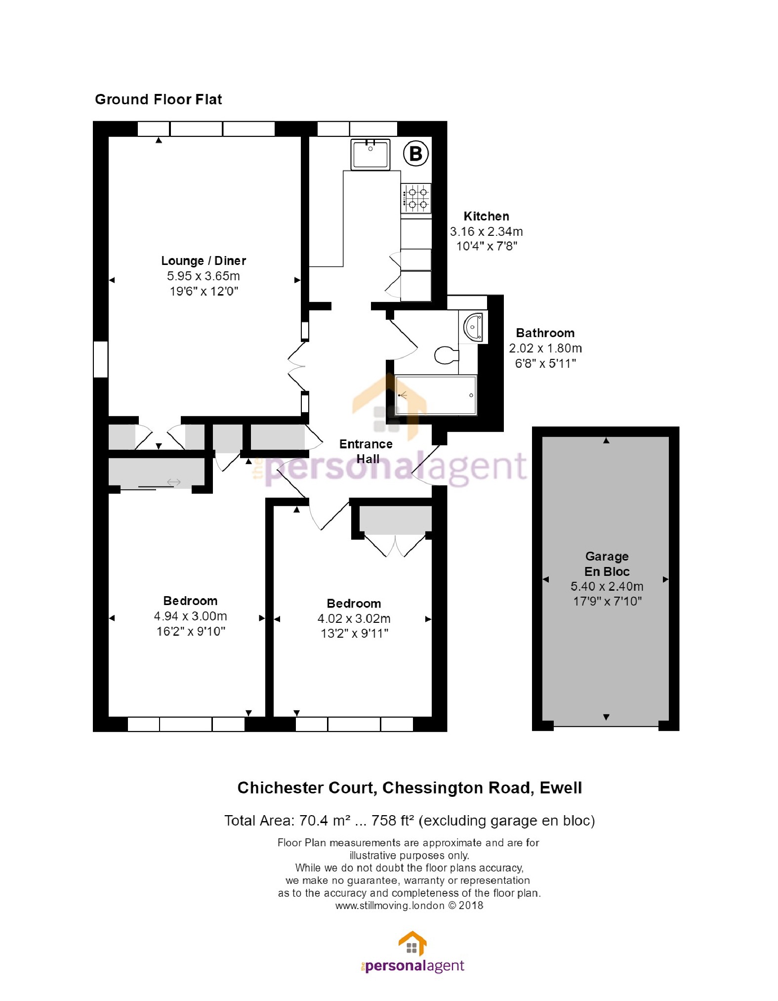 2 Bedrooms Flat for sale in Chichester Court, Epsom, Surrey KT17