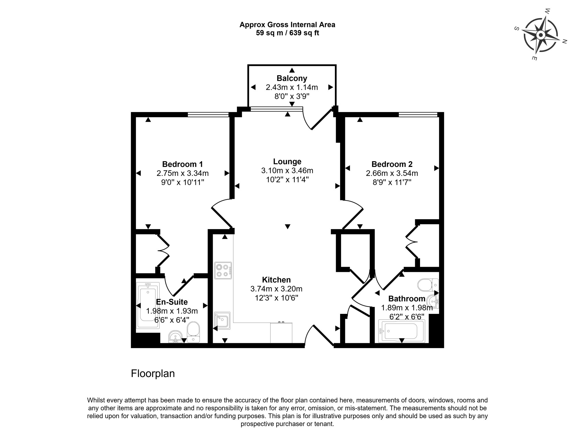 Apartment 305, Block A, Salford floorplan