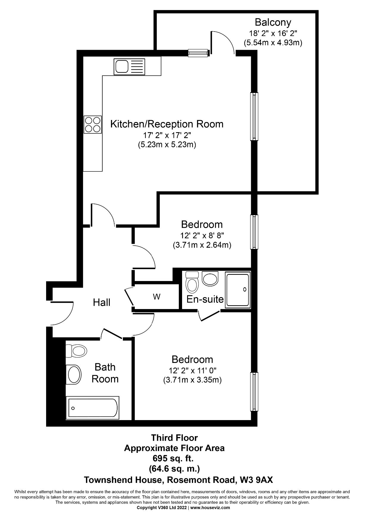 Flat 16, Townshend House, Rosemont Road, London floorplan