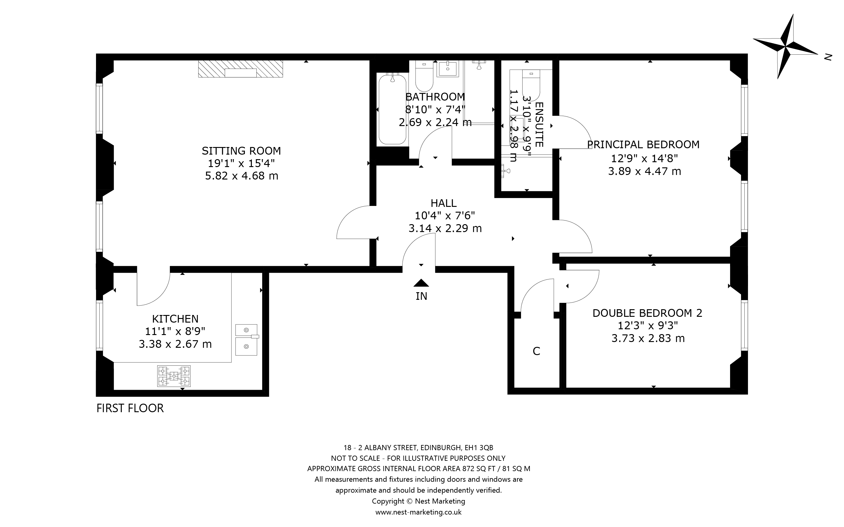 Flat 2, 18, Albany Street, Edinburgh floorplan