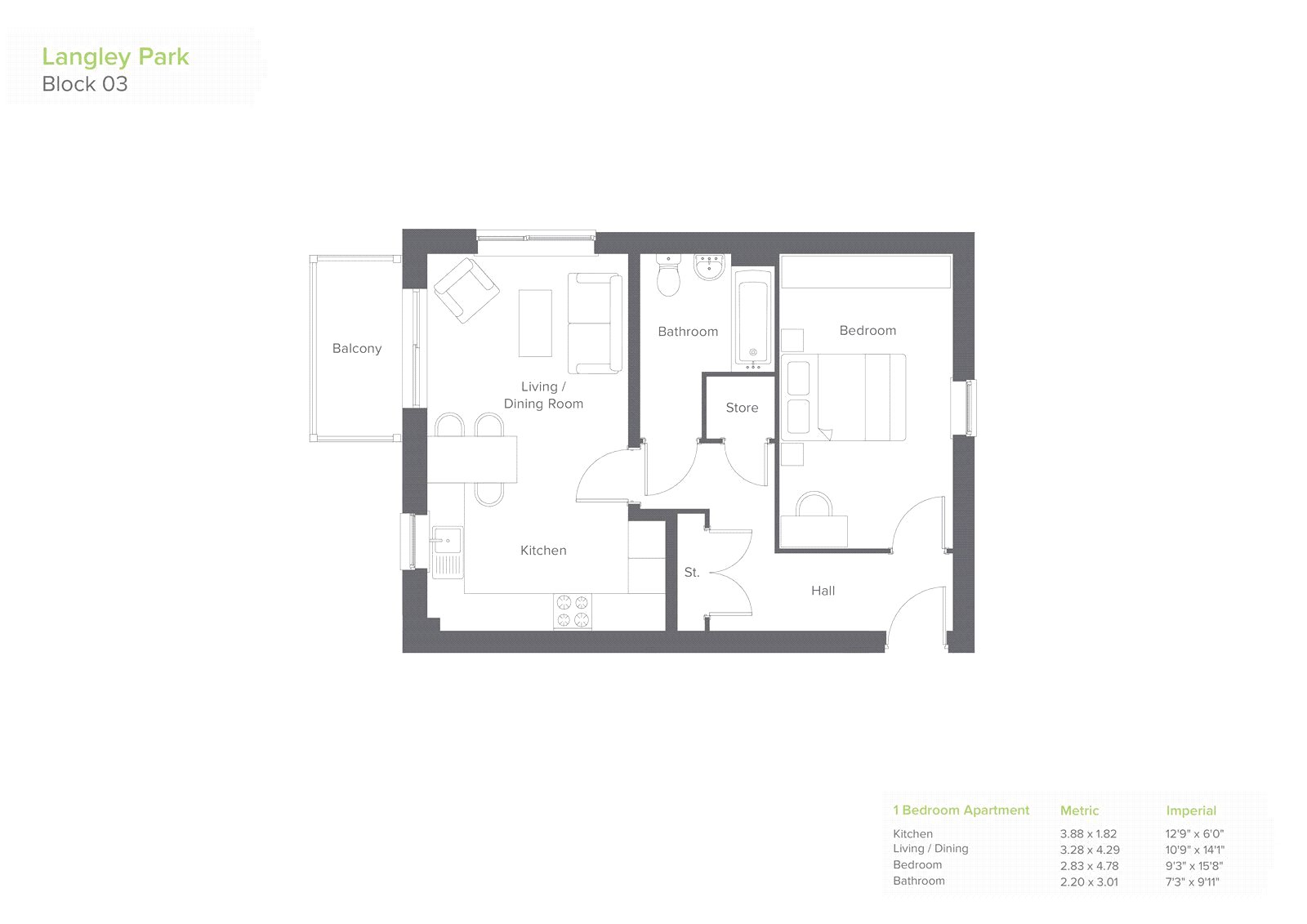 AUG 25% 1 Bed Apt Langley Park,, Langley Park, Foundry Lane, Wiltshire floorplan