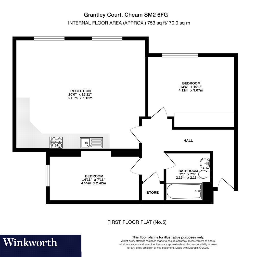 Flat 25, Grantley Court, 1, Holly Oak Close, Sutton floorplan