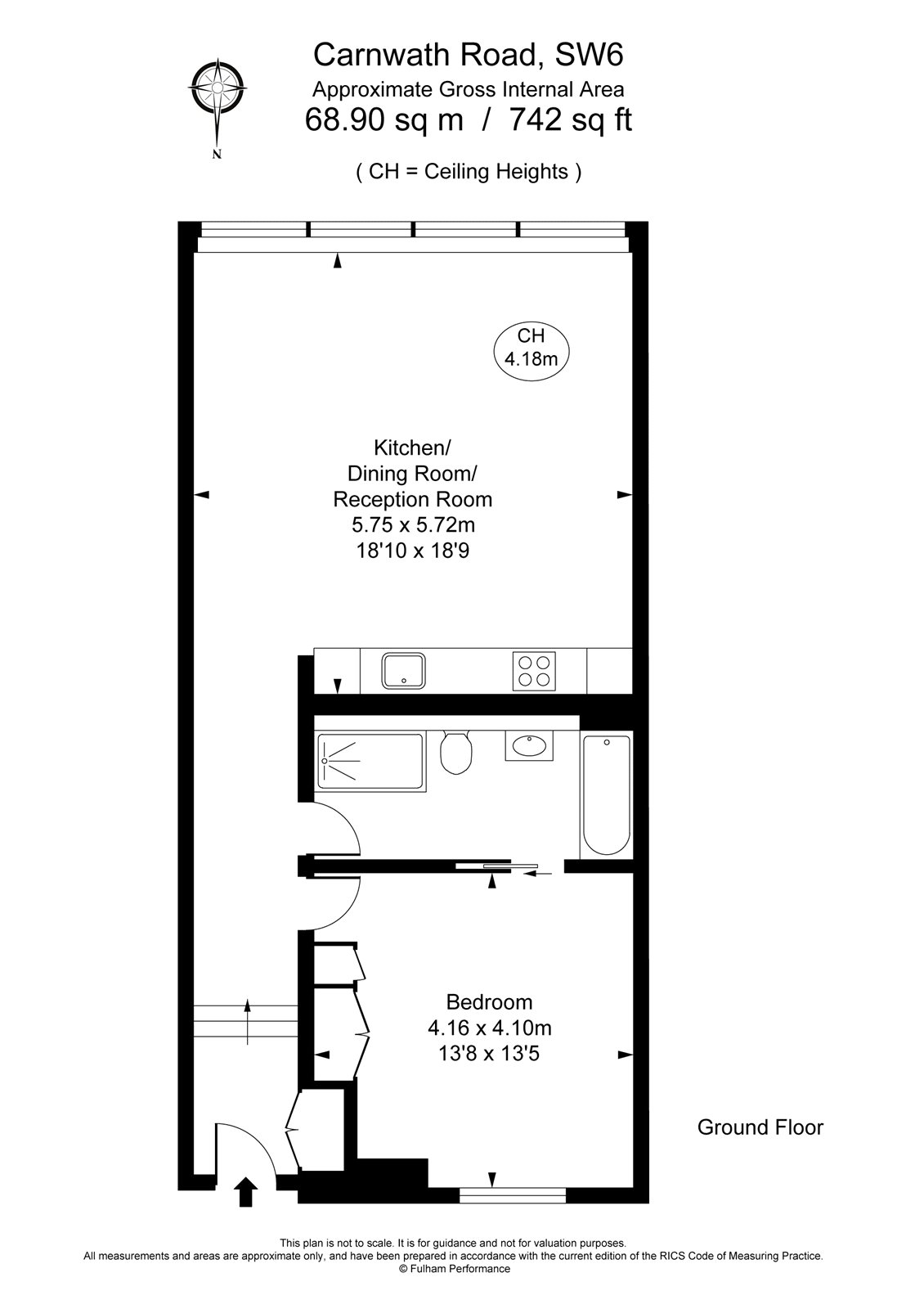 Flat 9, 50, Carnwath Road, London floorplan