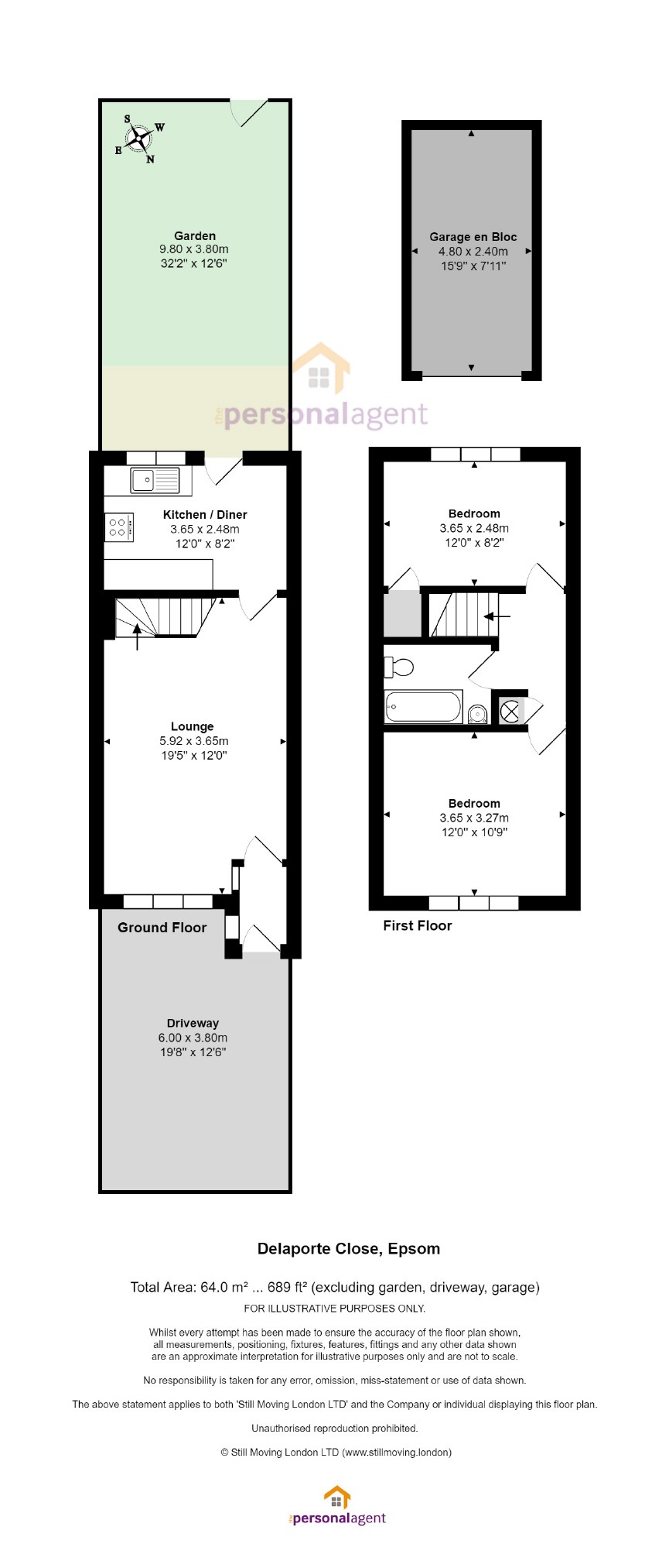 2 Bedrooms Terraced house for sale in Delaporte Close, Epsom, Surrey KT17