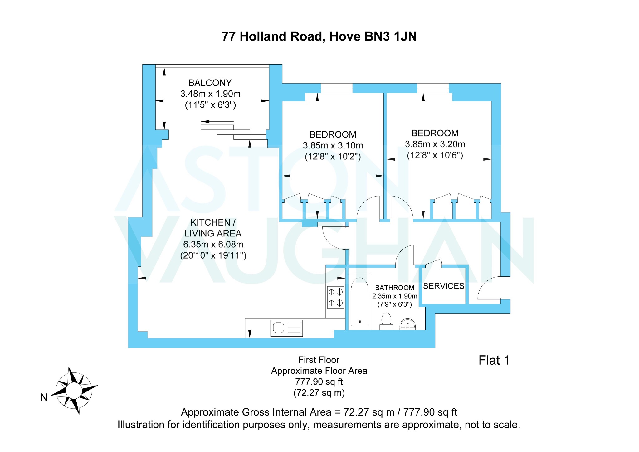 Apartment 1, Botanica House, Hove floorplan