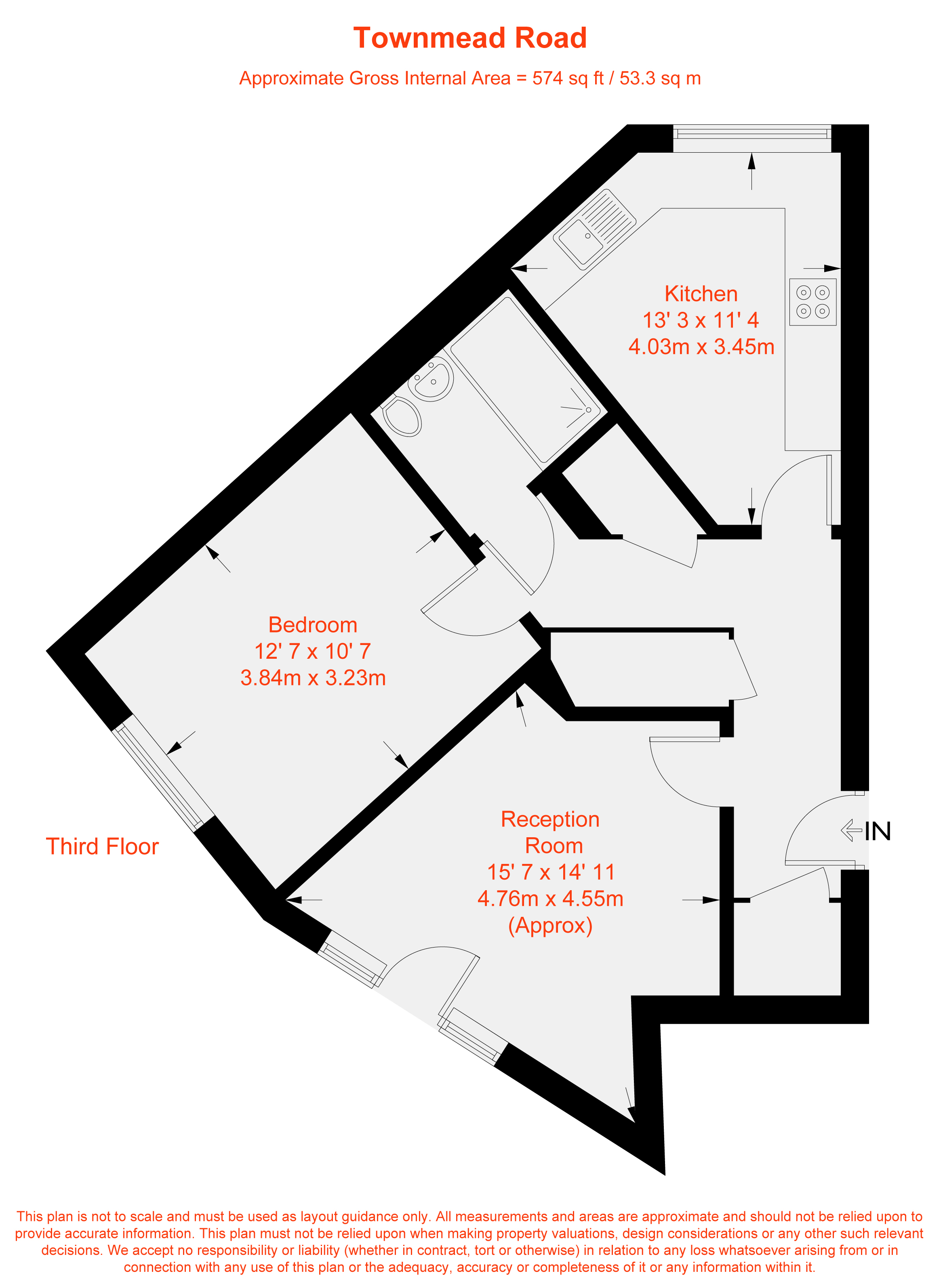 Flat 14, Dwyer House, 2, Townmead Road, London floorplan