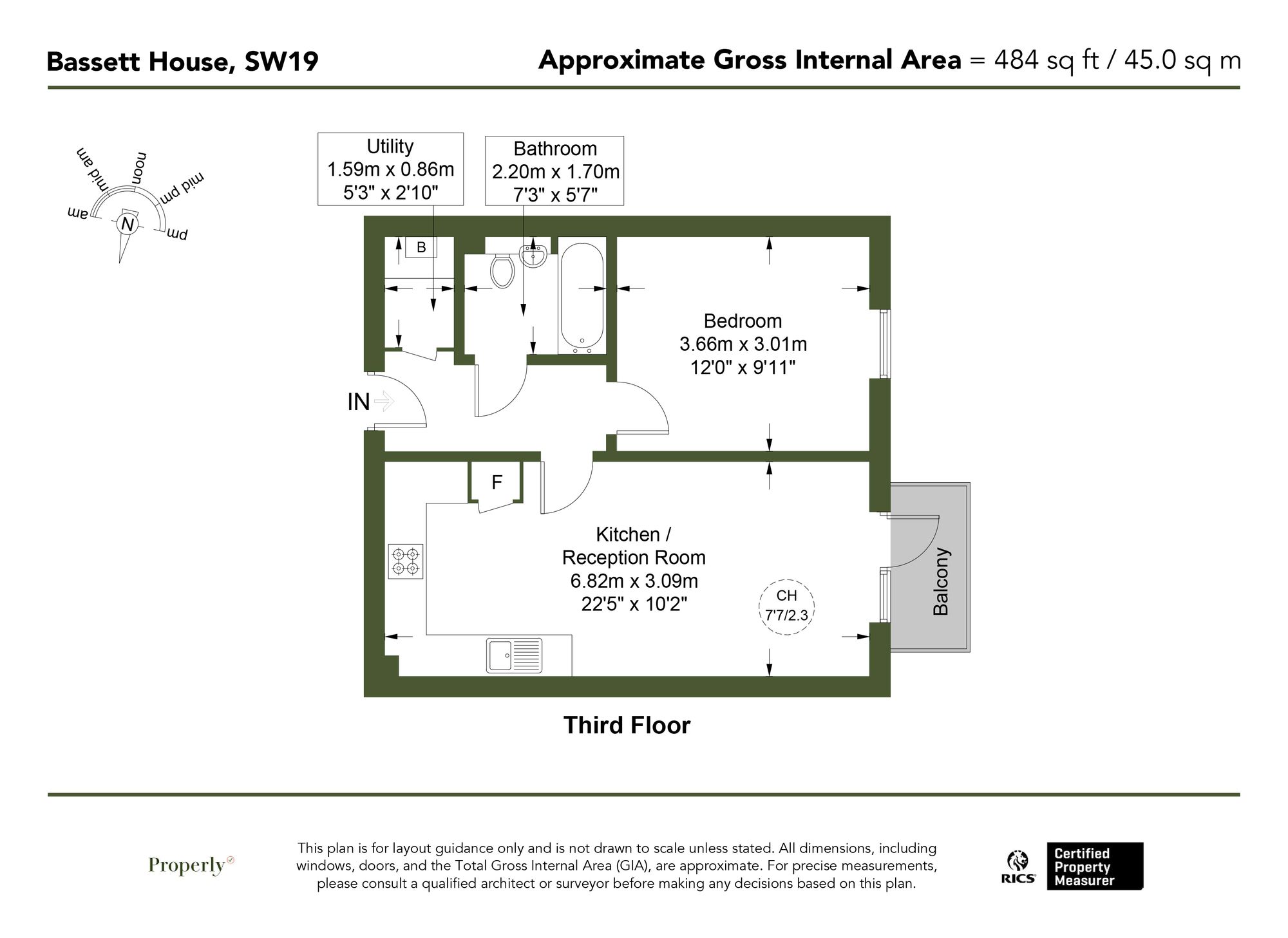 Flat 84, Bassett House, London floorplan
