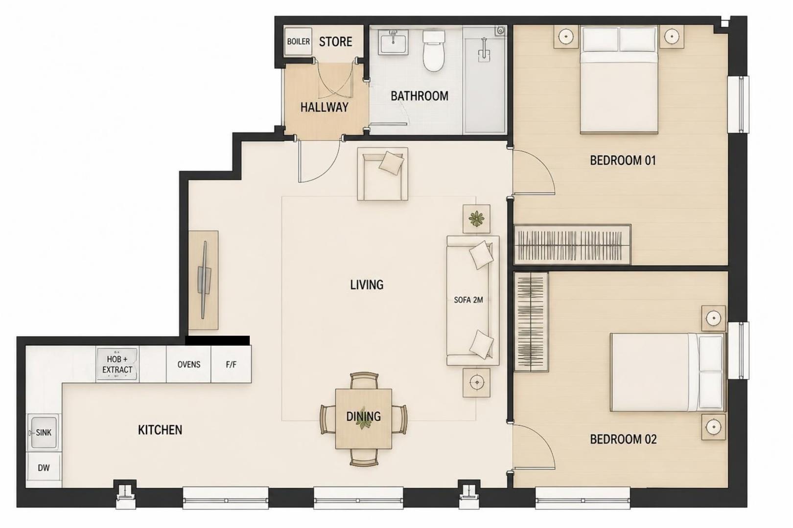 2 Bed Apartment, Severn House, Old Gloucester Road, Bristol floorplan