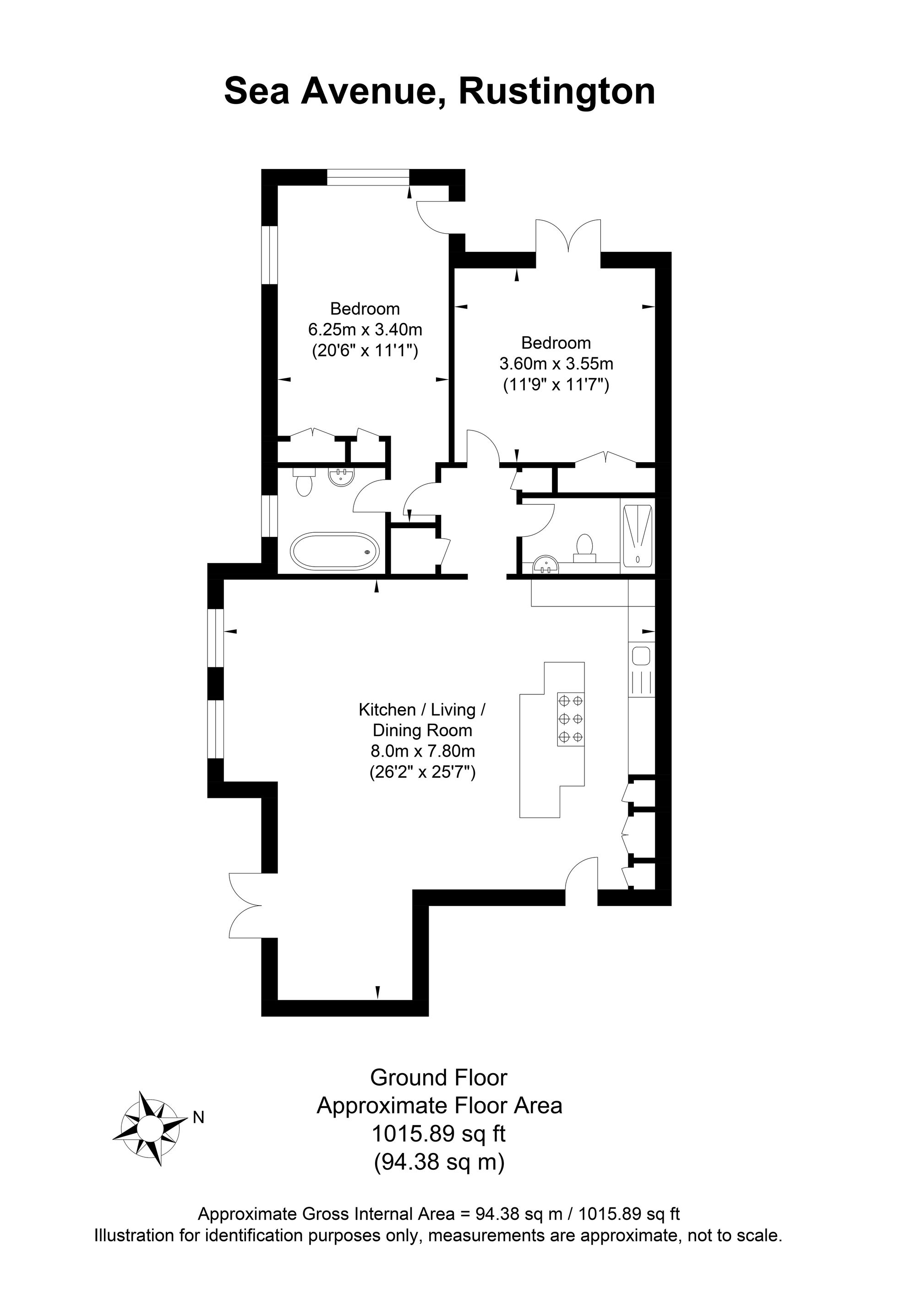 Flat 1, Alderney Court 98A Sea Avenue, Littlehampton floorplan