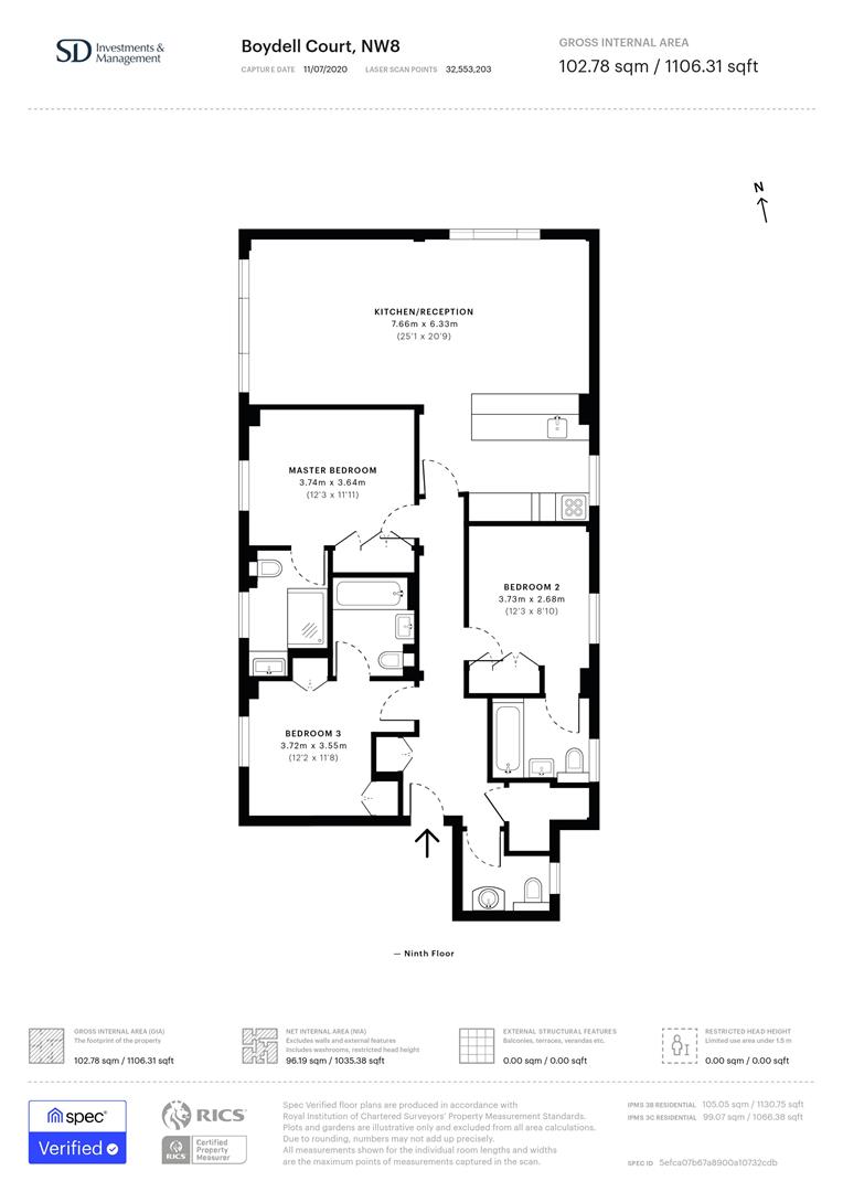 Penthouse 1008 Boydell Court, St. Johns Wood Park, St Johns Wood floorplan