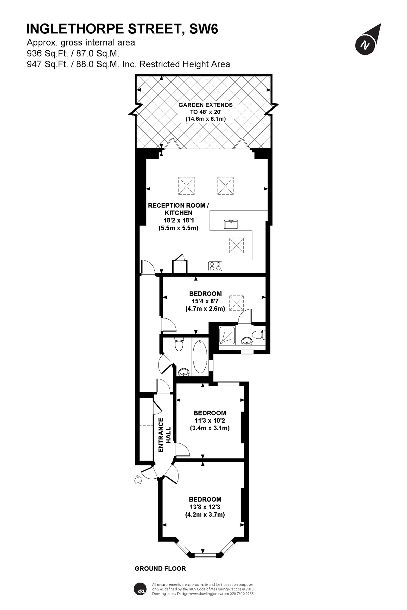 Ground Floor Flat, 70, Inglethorpe Street, London floorplan