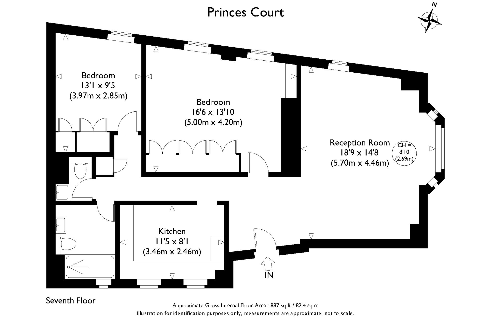 Flat 61, Princes Court, London floorplan