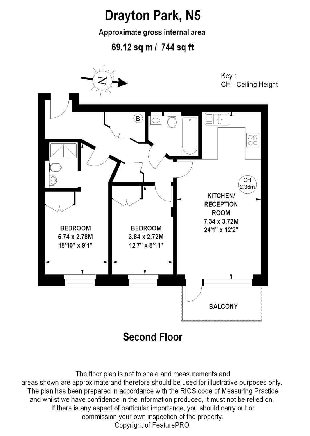 2 Bedrooms Flat to rent in Drayton Park, London N5