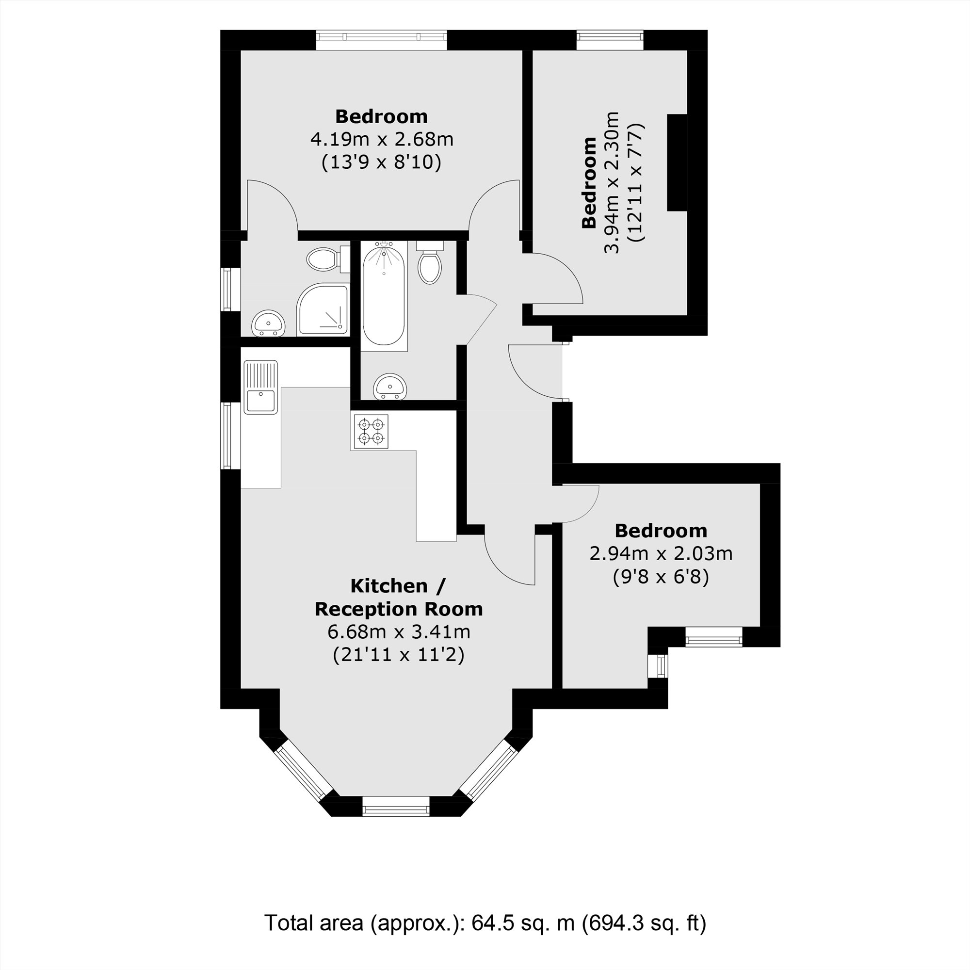 Flat 3, 91, Kirkstall Road, London floorplan