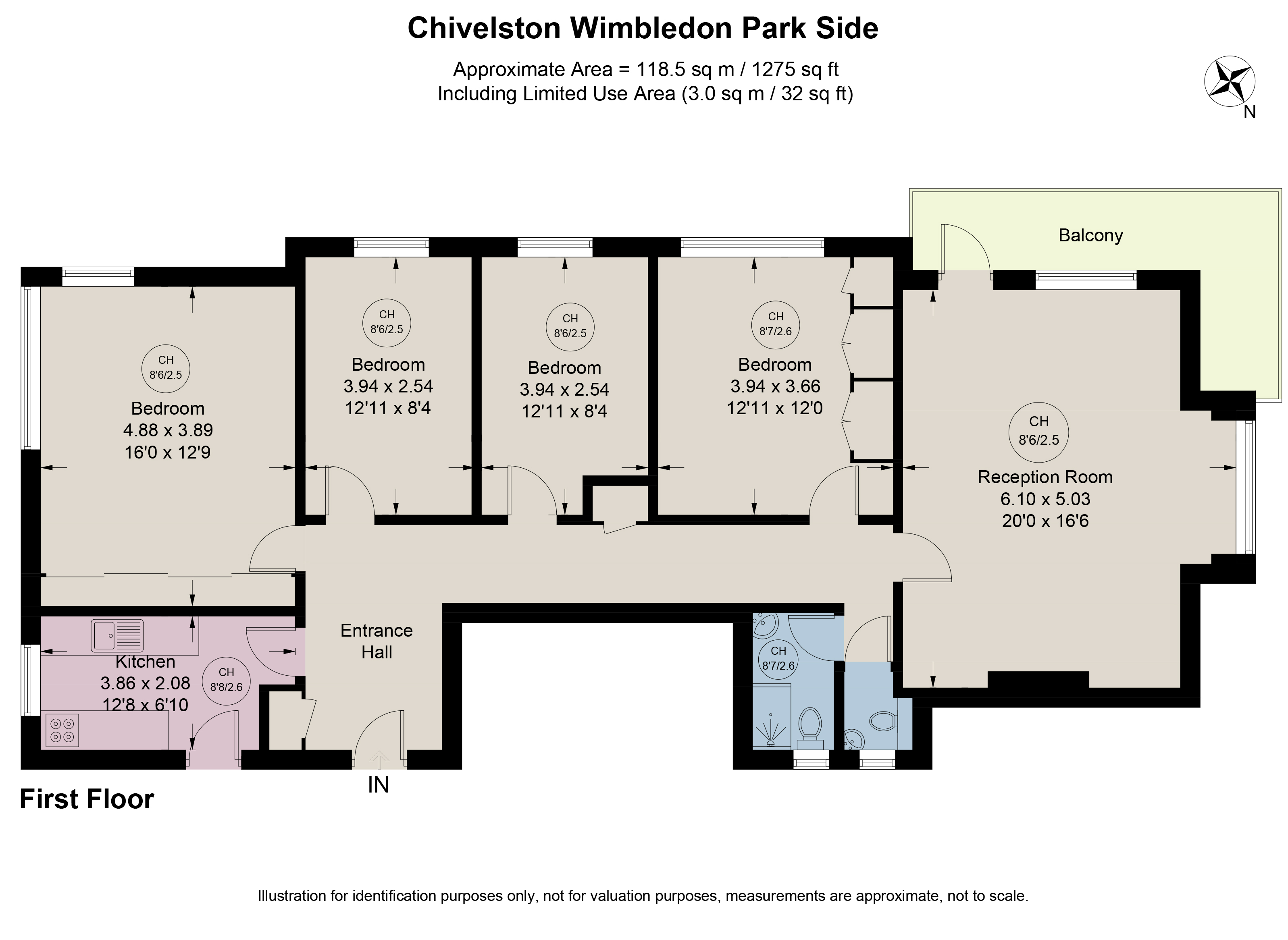 Flat 3, Chivelston, 78, Wimbledon Park Side, London floorplan