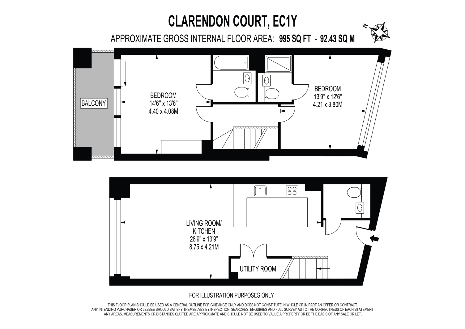 Flat 21, (43), Clarendon Court, The Denizen, Barbican floorplan