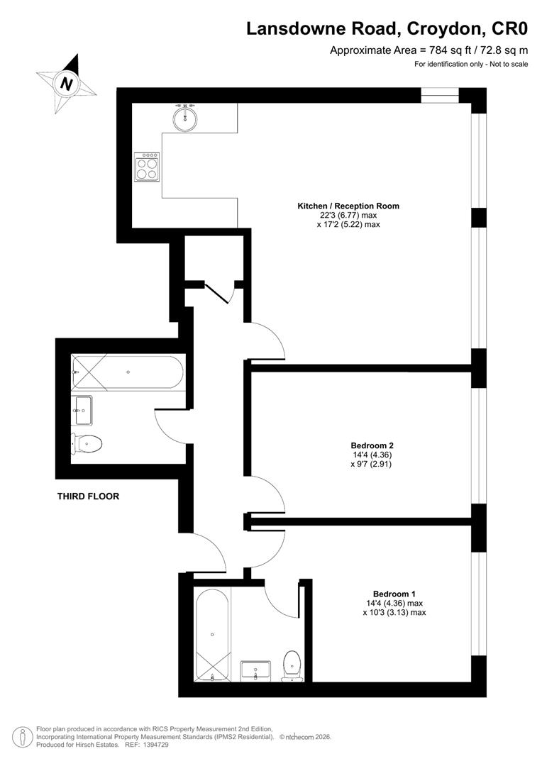Flat 56, Emerald House, Croydon floorplan