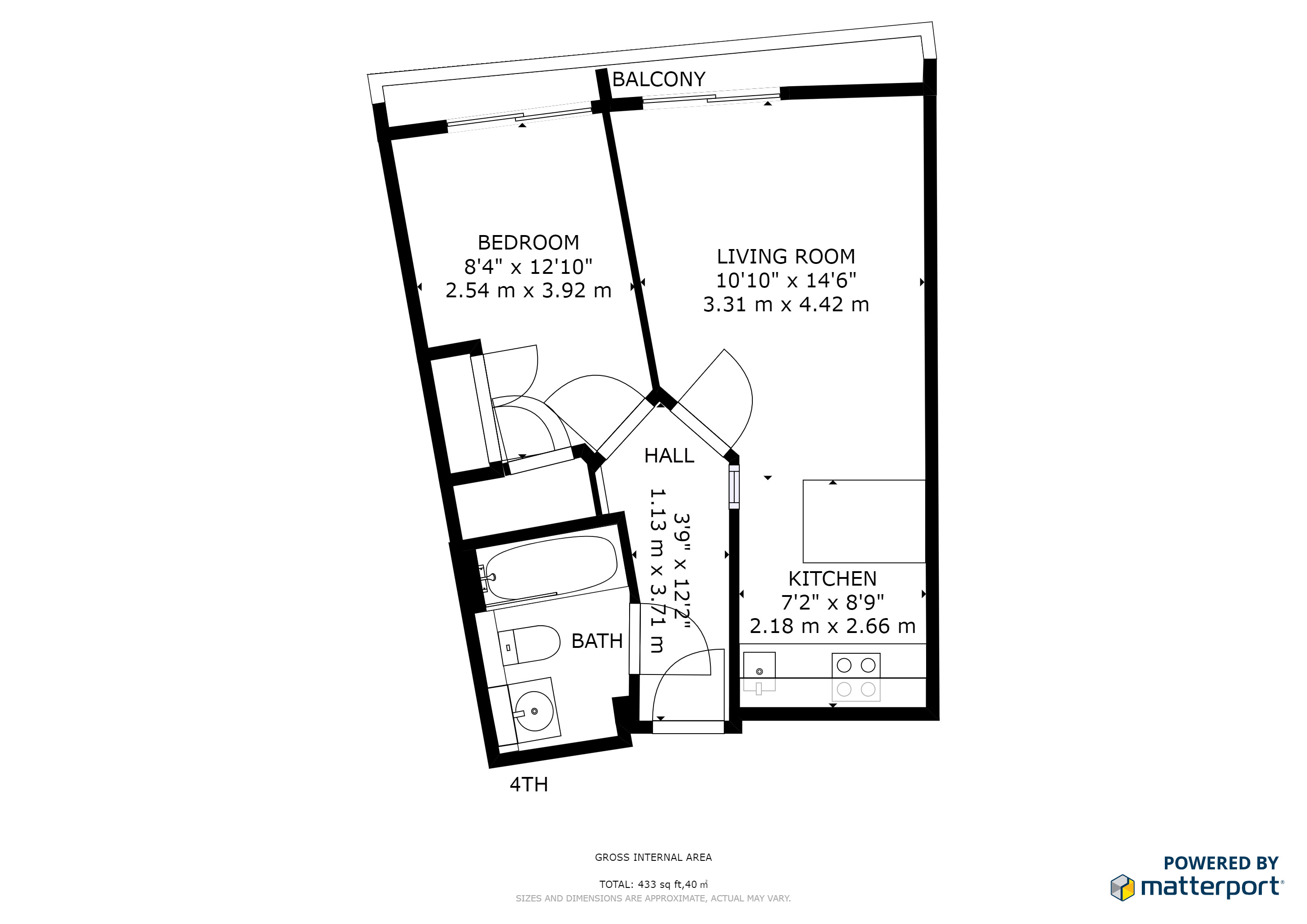 Balmoral Apartments, 408, 1 South Wharf Road, London floorplan