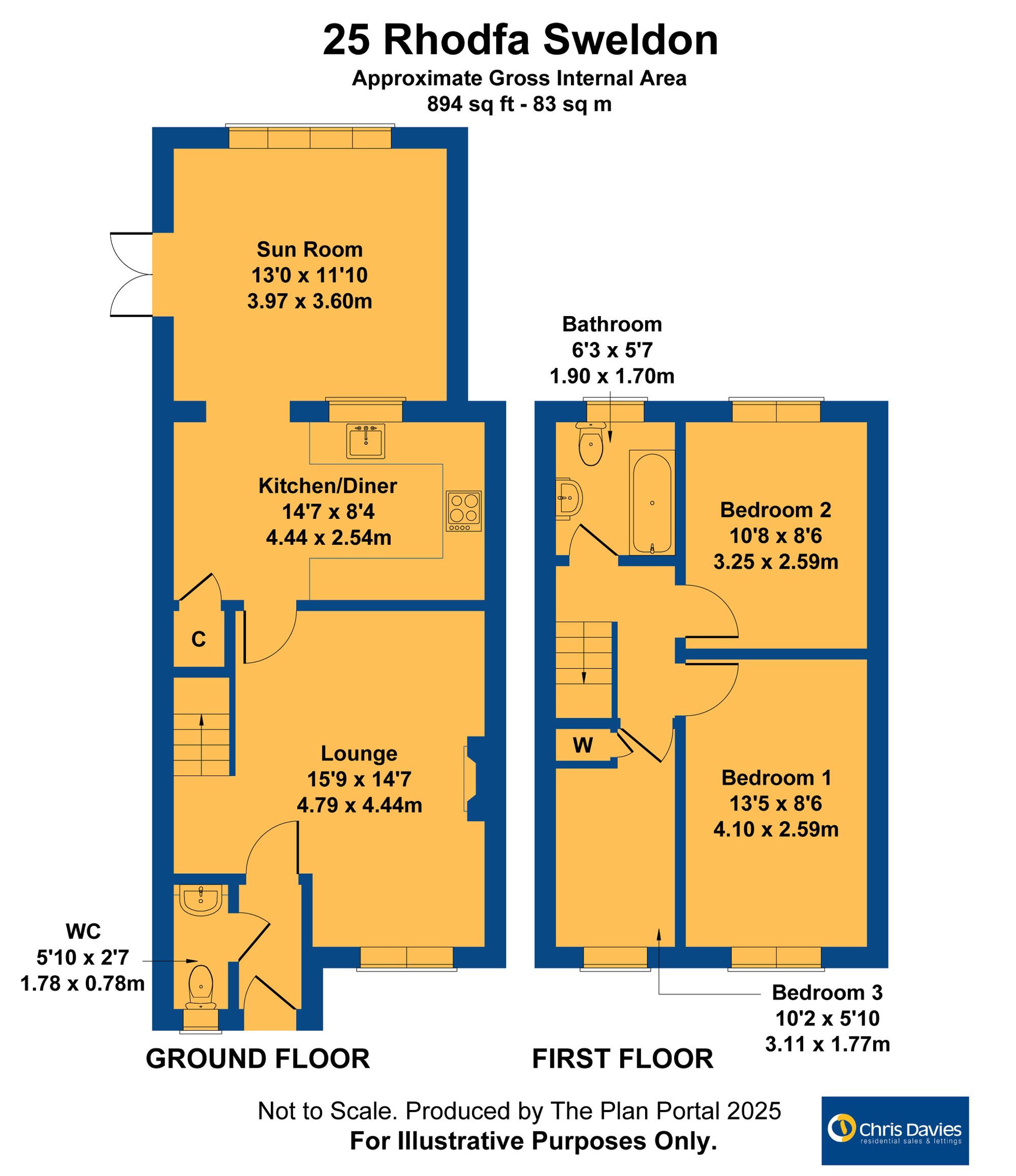 25 Rhodfa Sweldon, Barry floorplan