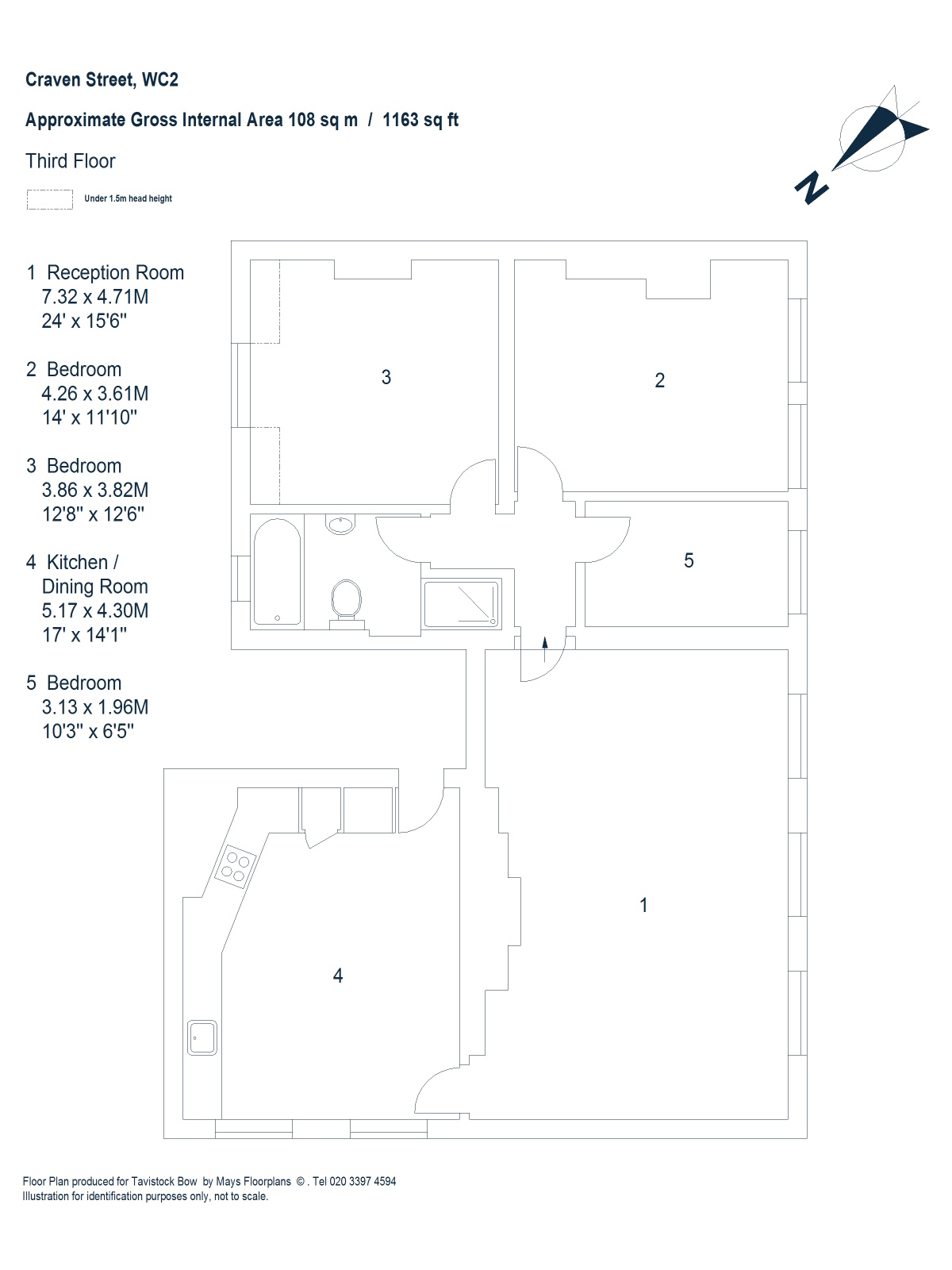 Flat 5, 33-34 Craven Street, Strand floorplan