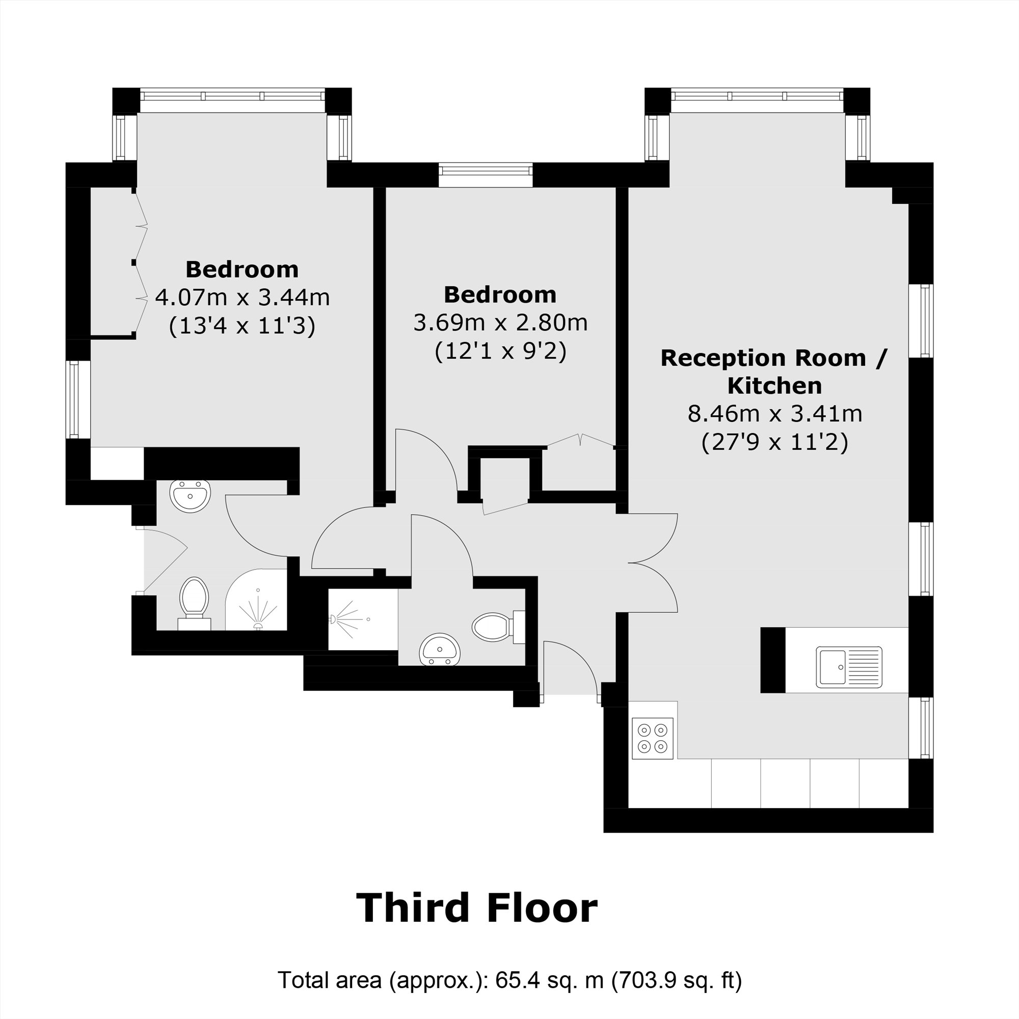 Flat 3, Wesley Court, 51-55, Weymouth Street, London floorplan