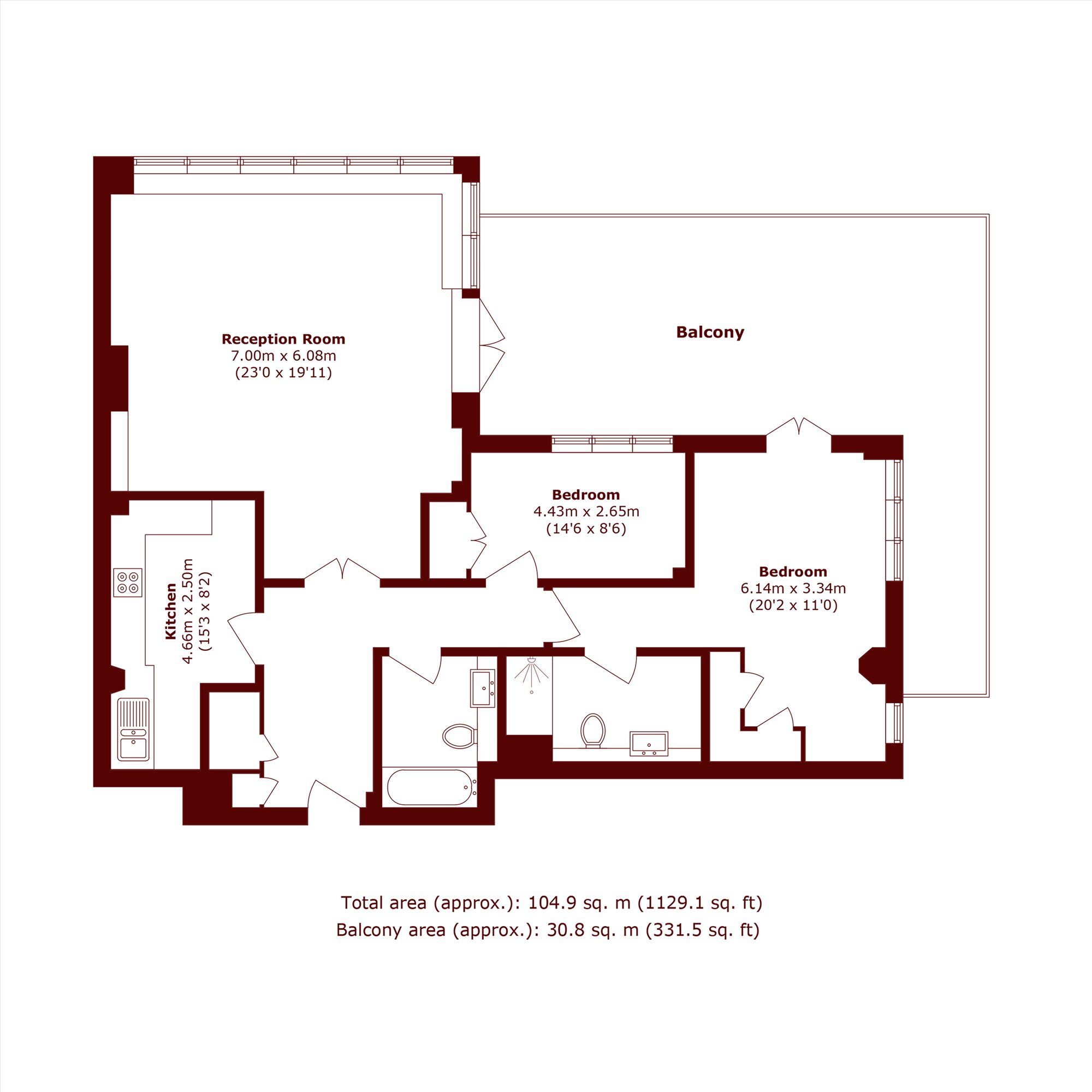 Flat 36, William Hunt Mansions, 4, Somerville Avenue, London floorplan