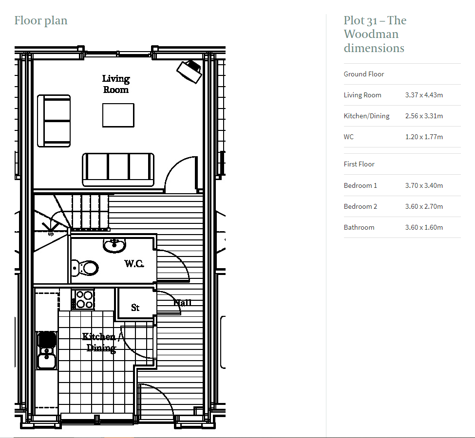 Plot 31, The Woodman, Leet Haugh, Coldstream, Berwickshire TD12, 2 bedroom terraced house for