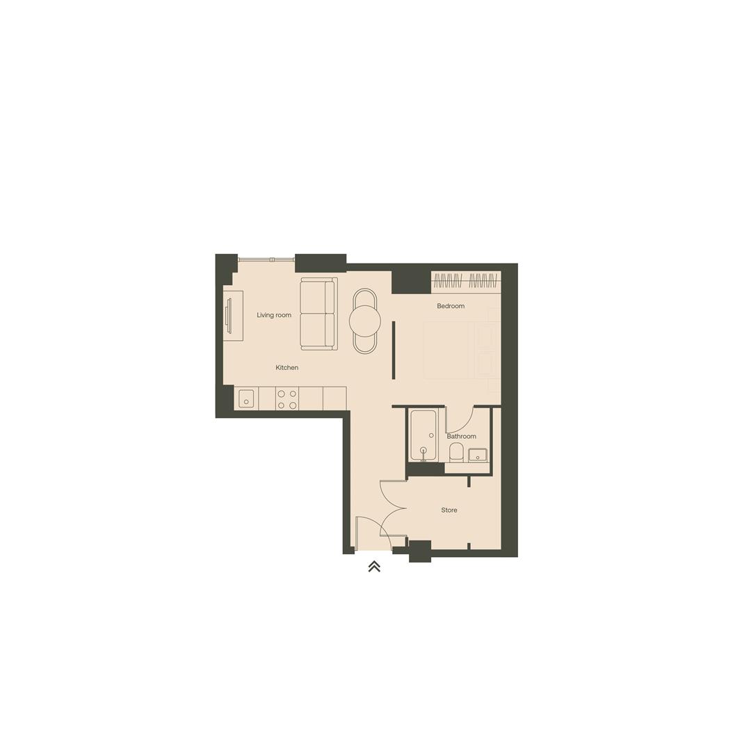 Studio, Ty Ambr, Y Rhodfa Ganolog, Cardiff floorplan