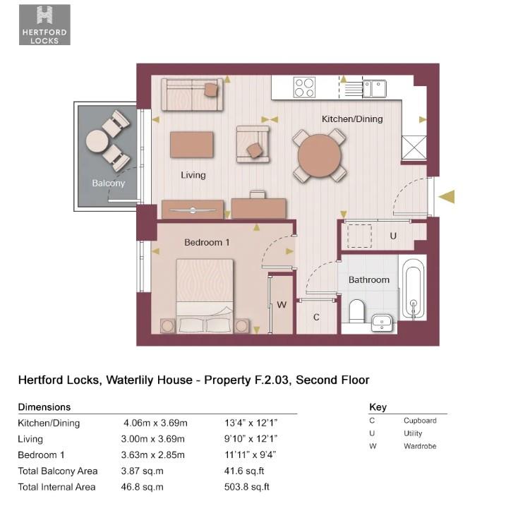 F.2.03, Hertford Locks, Hertford floorplan