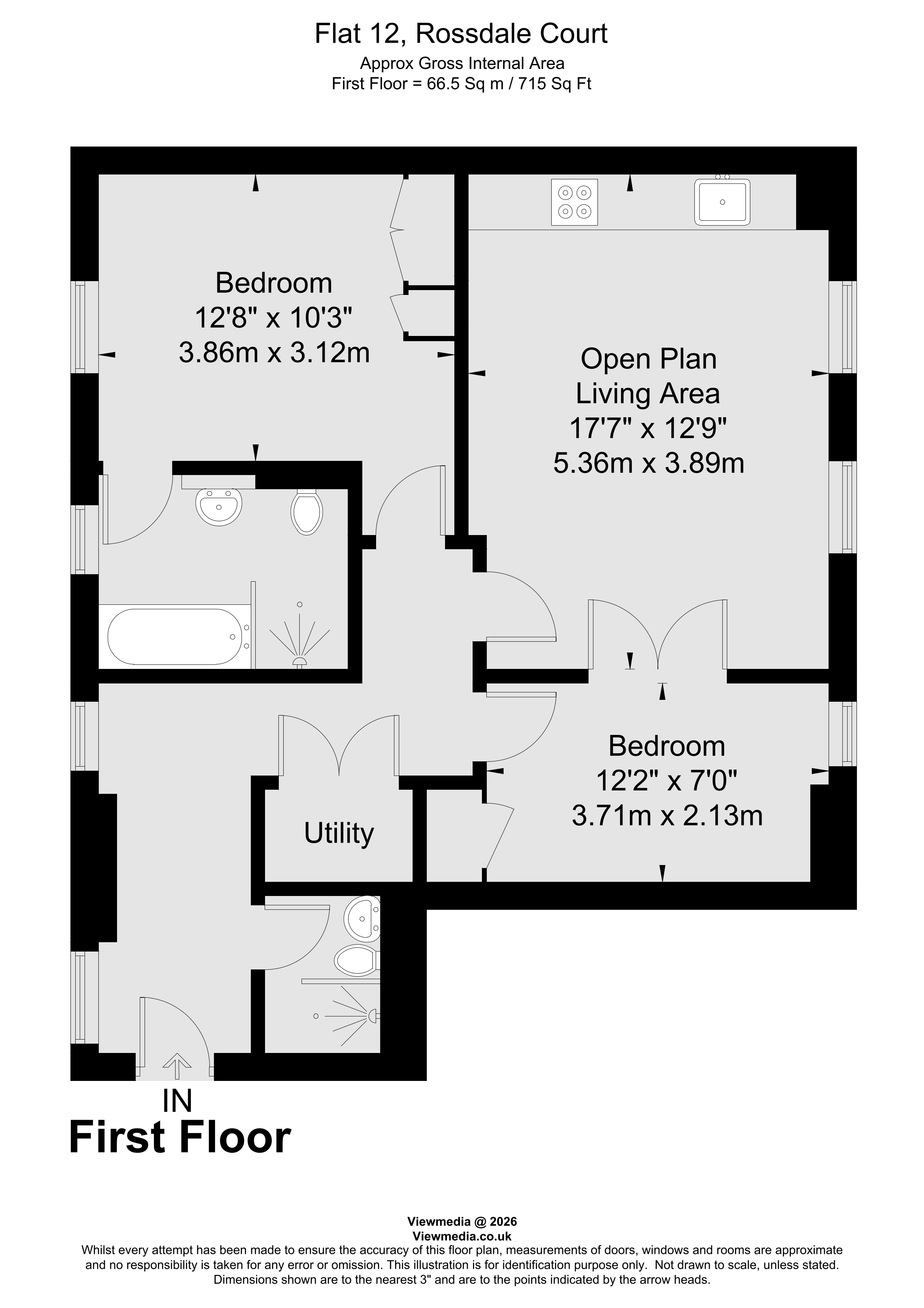 Flat 12, Rossdale Court Richmond Sq, 44, Kew Foot Road, Richmond floorplan