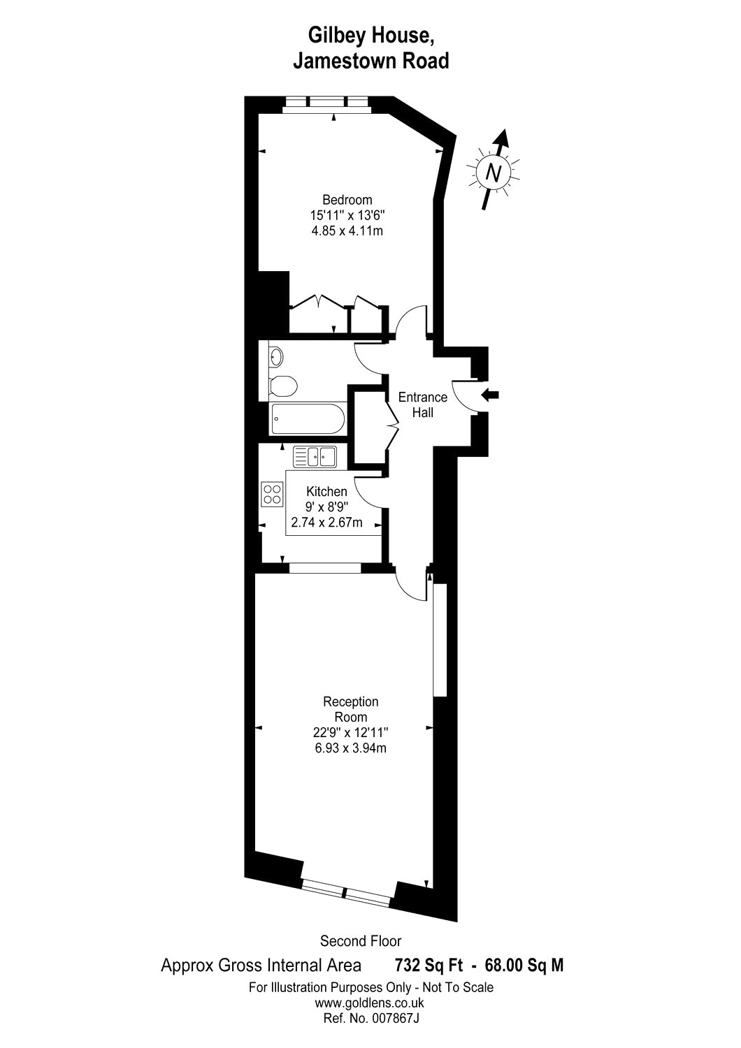 1 Bedrooms Flat to rent in Gilbey House, 38 Jamestown Road, Camden, London NW1