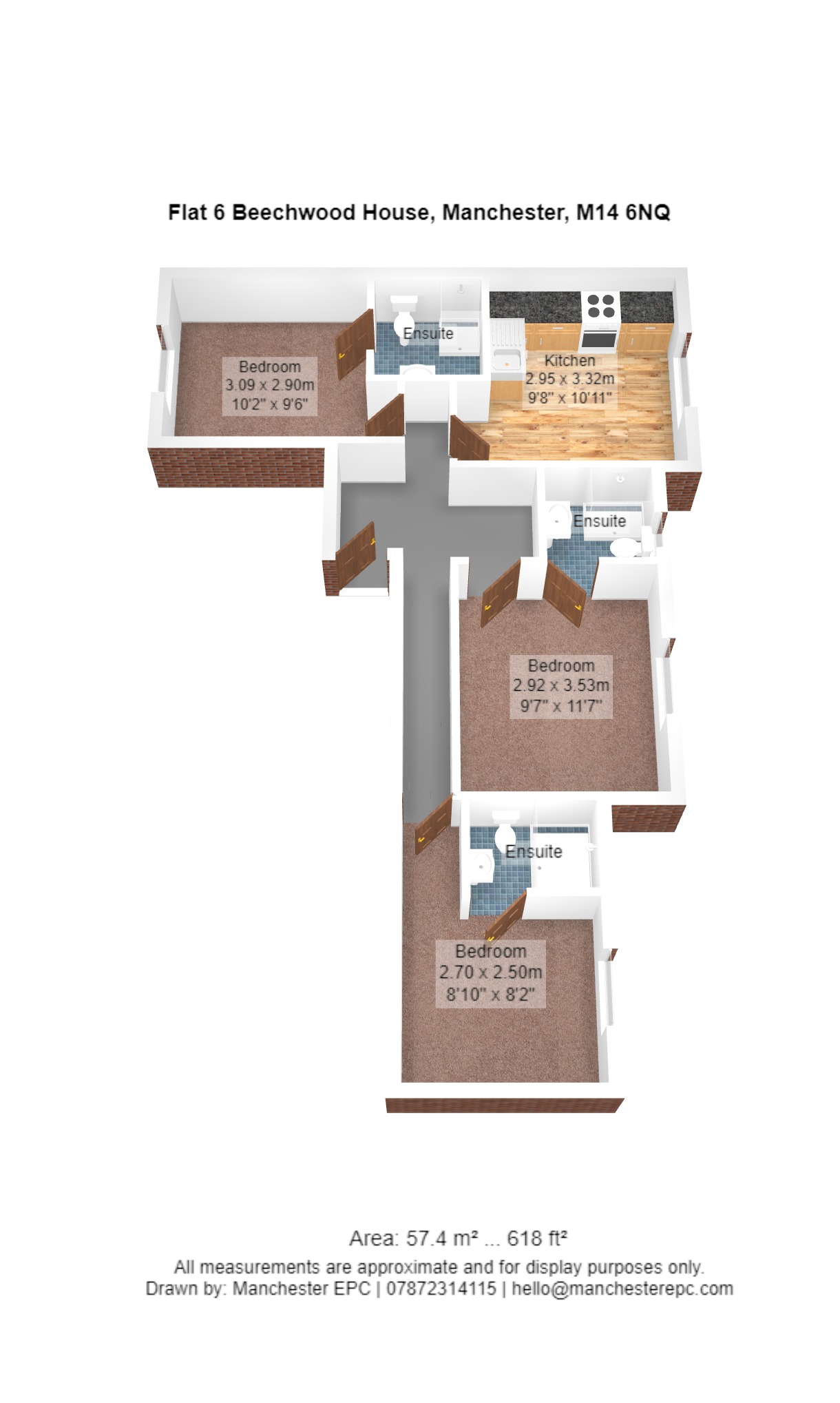 Beechwood House, Ladybarn Lane, Manchester M14, 3 bedroom flat to rent