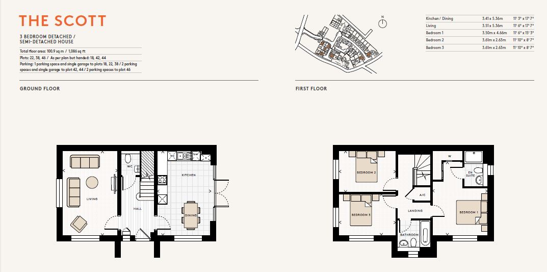 "The Scott" at Brox Road, Ottershaw, Chertsey KT16, 3 bedroom semi