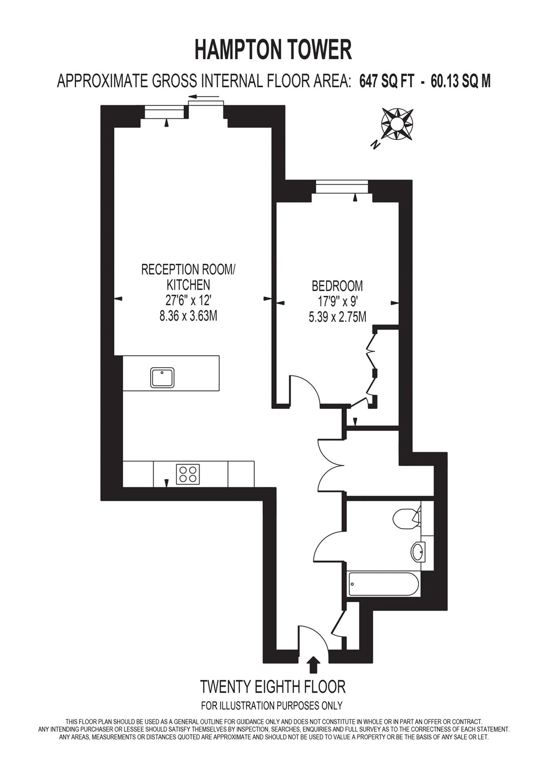 Apartment 2802 Hampton Tower, 75, Marsh Wall Road, London floorplan