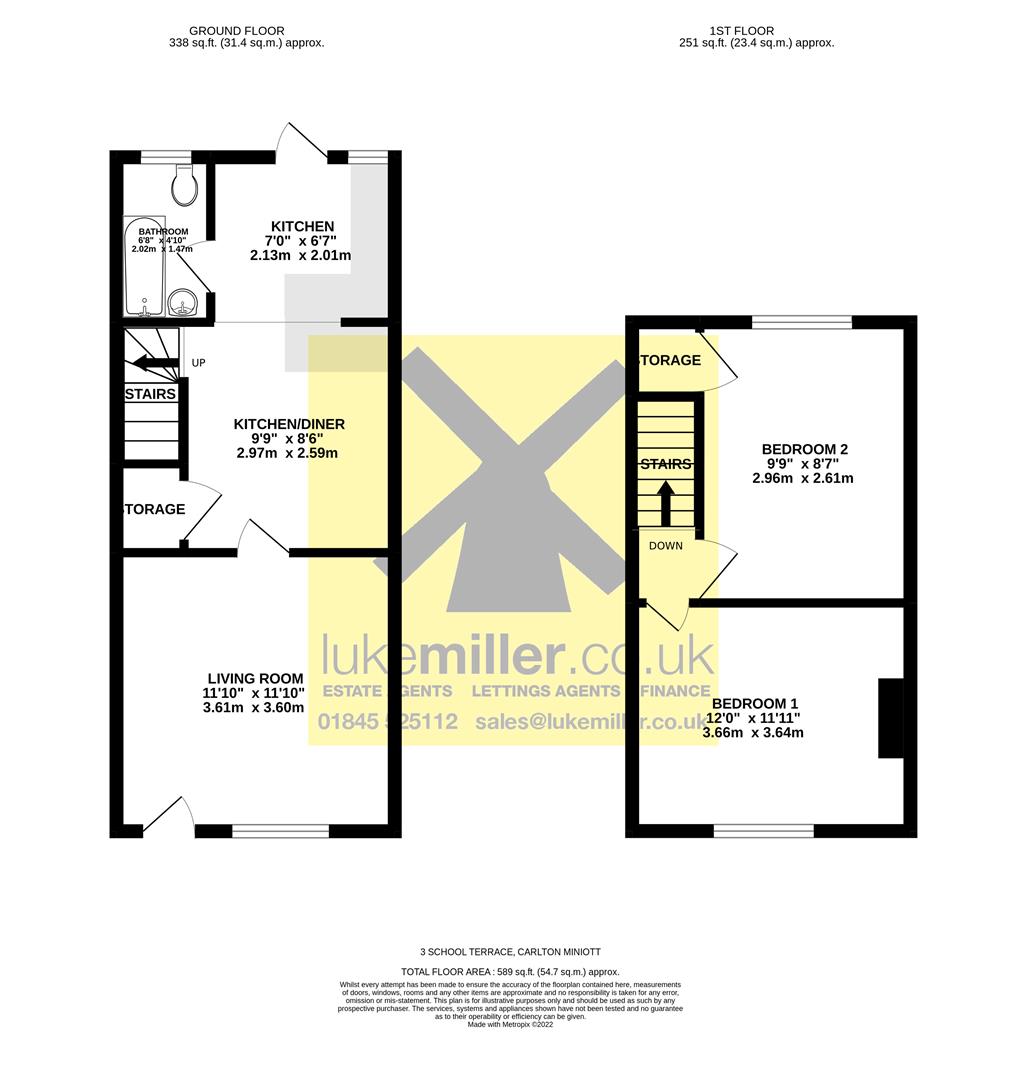School Terrace, Carlton Miniott, Thirsk YO7, 2 bedroom terraced house
