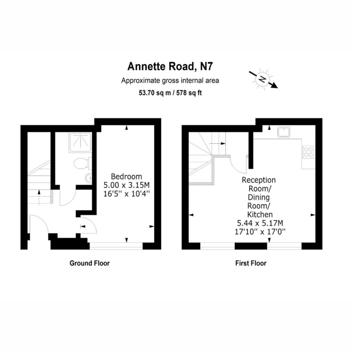 Flat B, 3, Annette Road, London floorplan