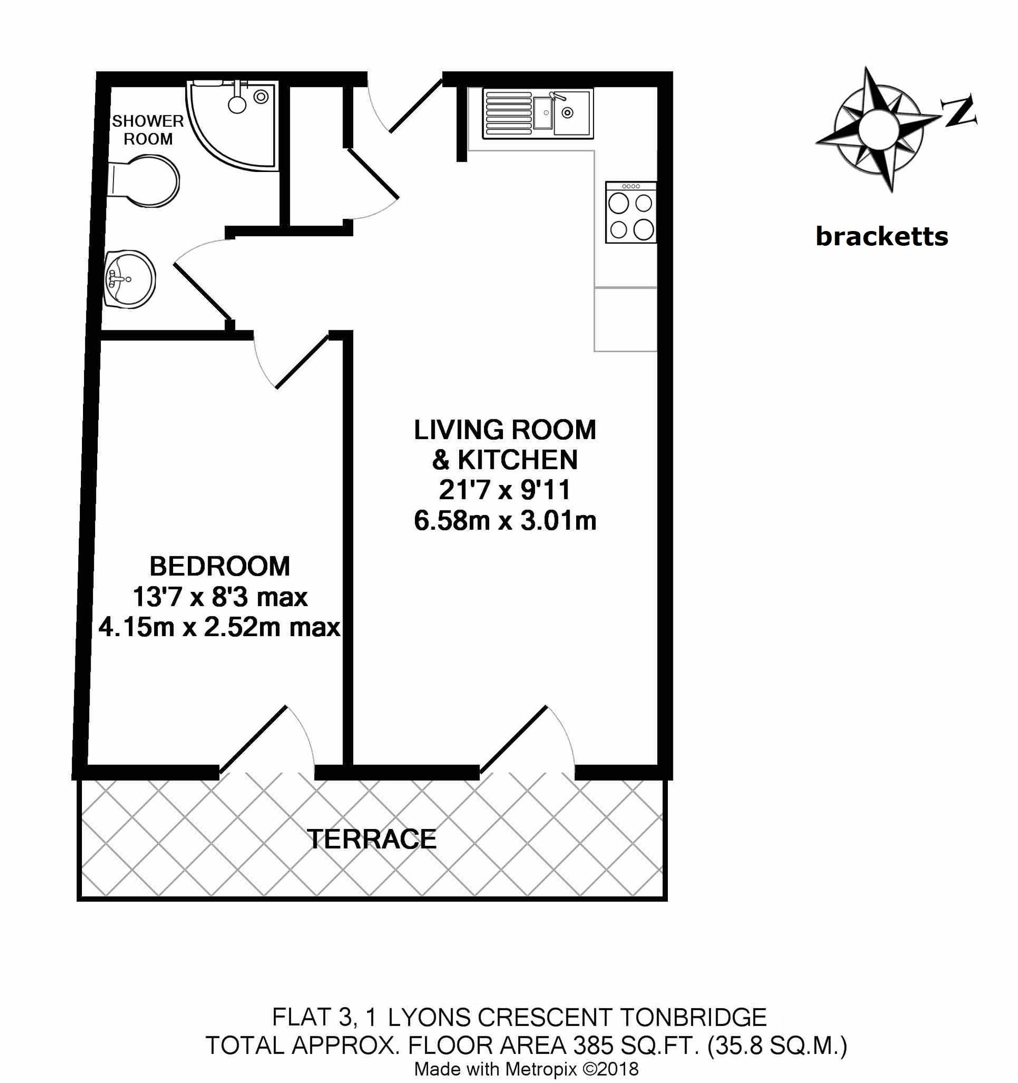 Flat 3, 1 Lyons Crescent, Tonbridge floorplan