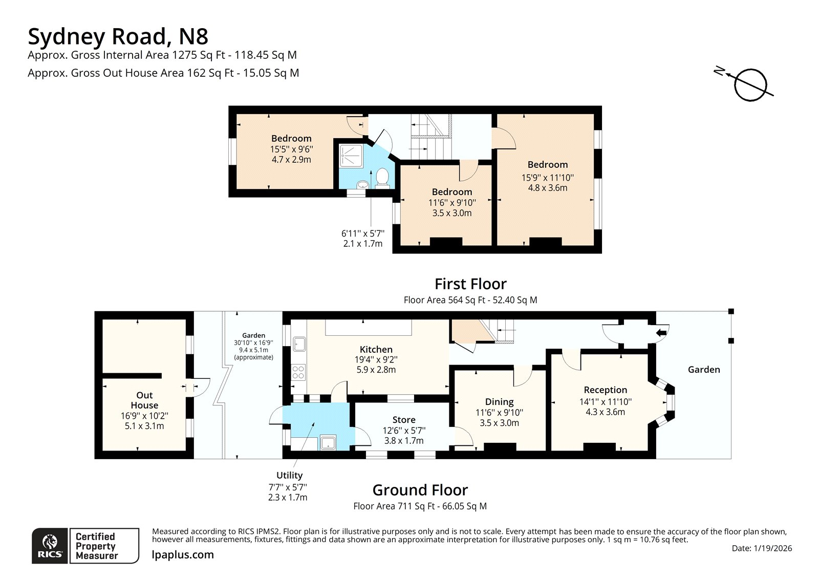 91, Sydney Road, London floorplan