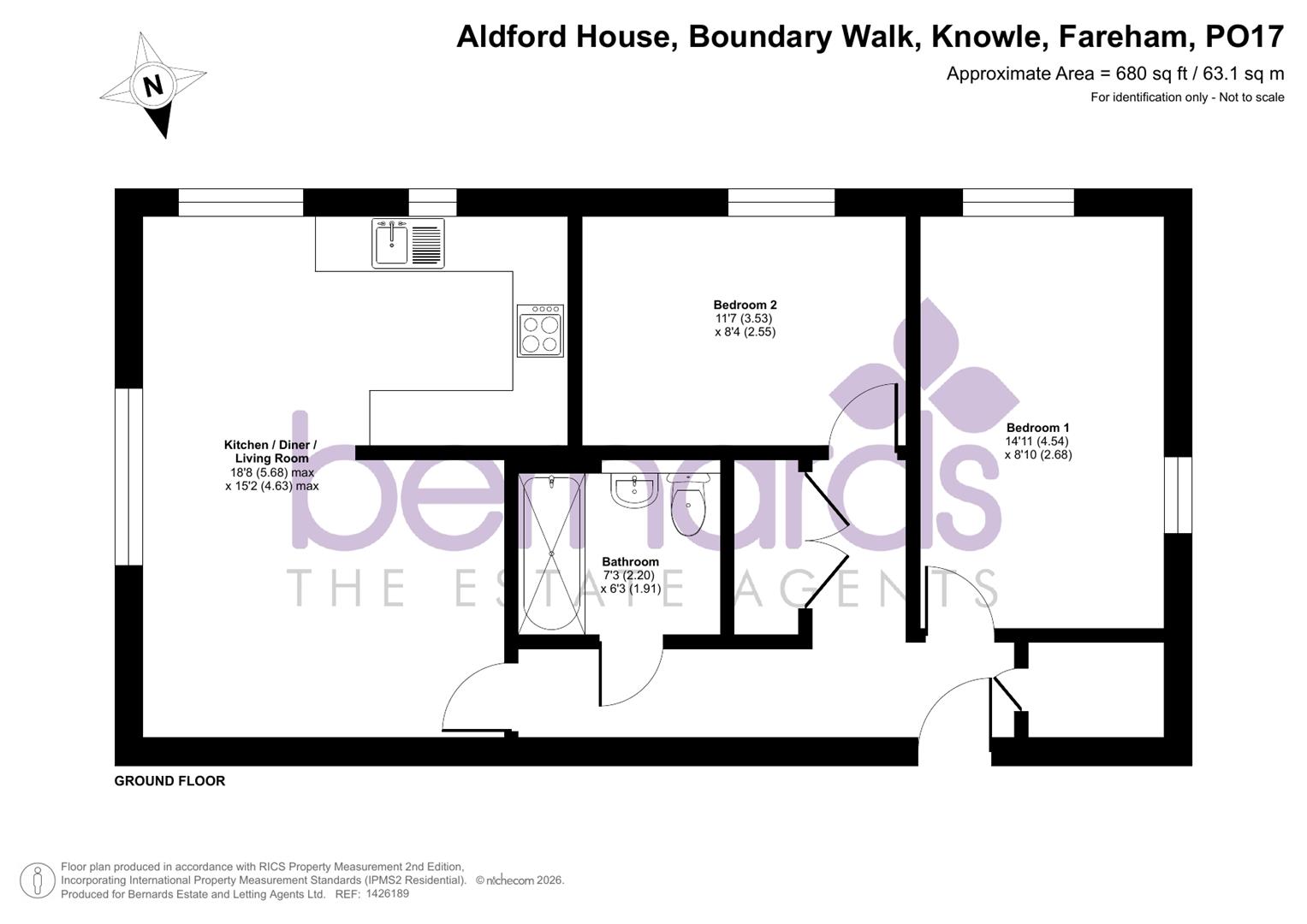 Flat 1, Aldford House, Boundary Walk, Fareham floorplan