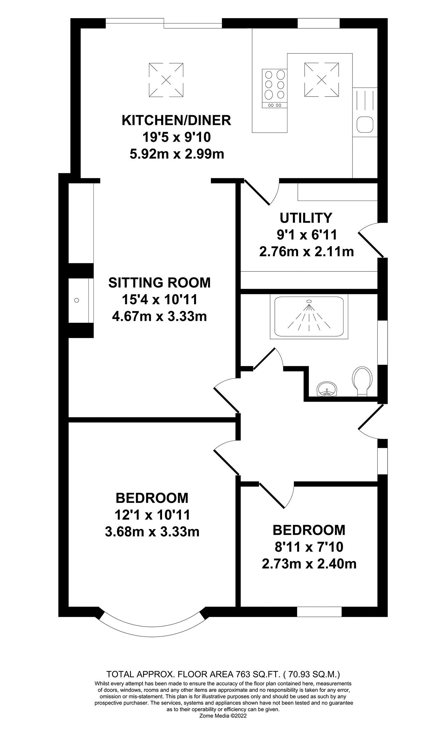 Warrington Road, Paddock Wood, Tonbridge TN12, 2 bedroom bungalow for