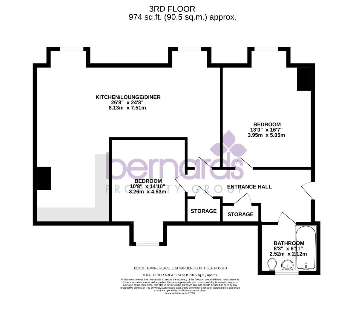 Apartment 25, Jasmine Place, Elm Gardens, Southsea floorplan