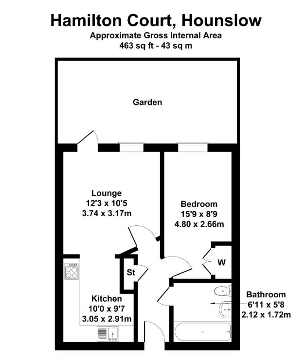 36 Hamilton Court, 147 Hanworth Road, Hounslow floorplan