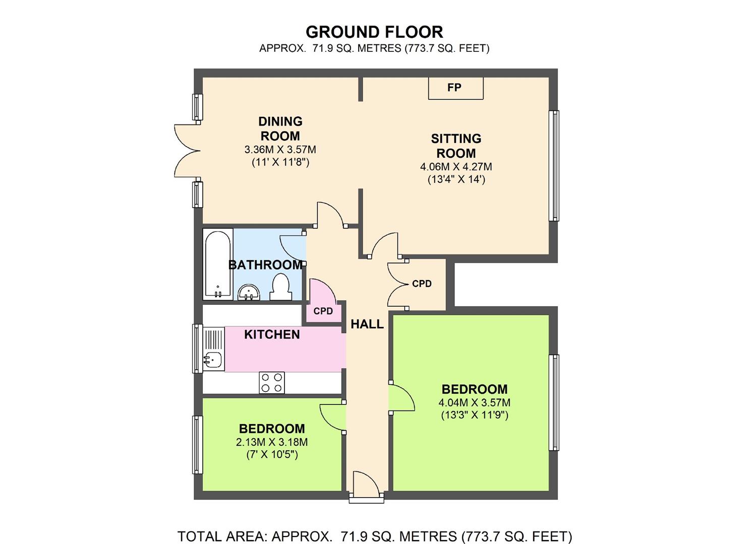 2 Bedrooms Flat for sale in Fairlawn Close, Leamington Spa CV32