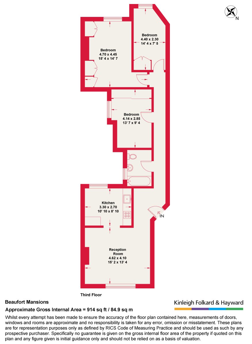 Flat 55,, Beaufort Mansions, London floorplan